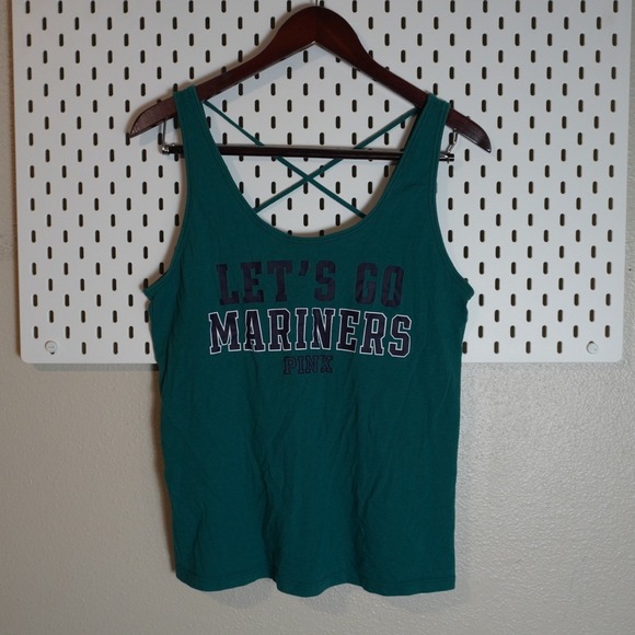 Victoria's Secret PINK Let's Go Mariners Tank Top Crossback Green Sport MLB Med - Picture 1 of 5